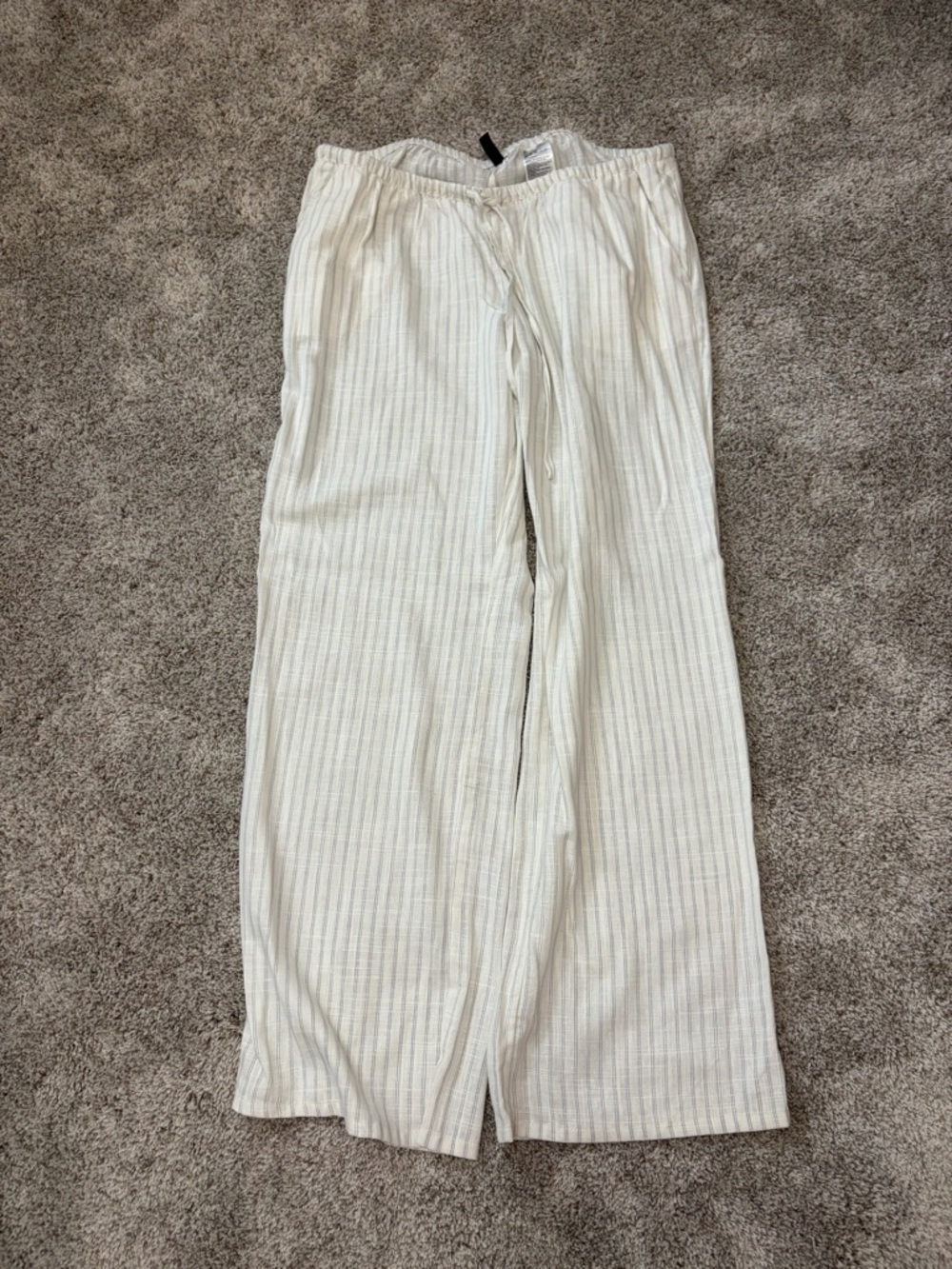 Cream Stripe Linen Pants NWOT